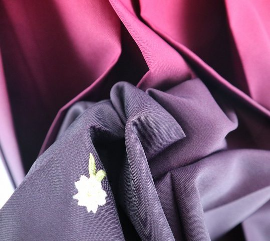 卒業式袴単品レンタル[刺繍]ローズピンク×濃紫ぼかしに桜刺繍[身長148-152cm]No.711